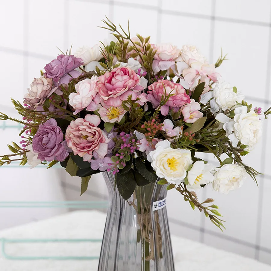 Bouquet de pivoines artificielles