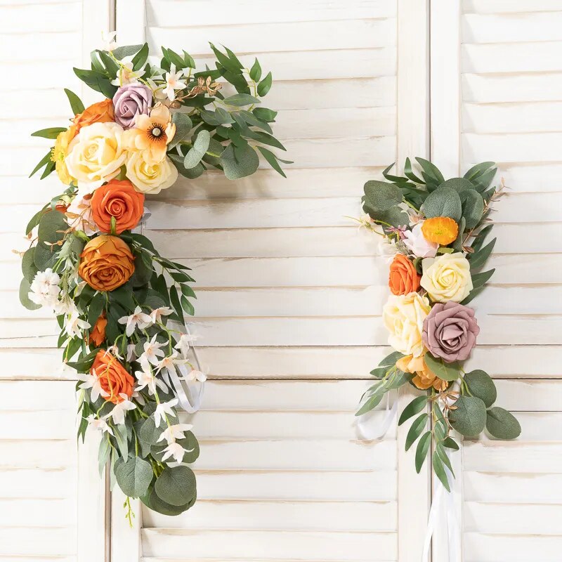 Rangée de fleurs de mariage artificielles