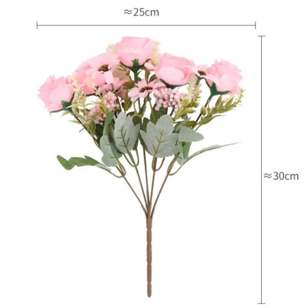 Bouquet de Pivoines Roses Artificielles 30cm - 9