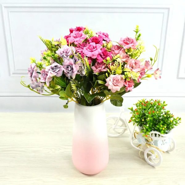 Bouquet de pivoines et roses artificielles de 35 cm