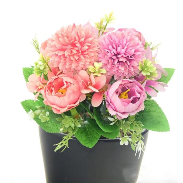 Bouquet de petites hortensias et pivoines artificielles - 11