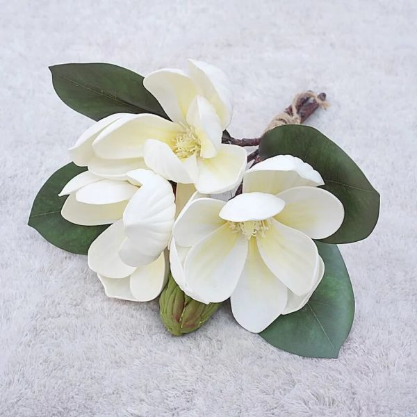 Bouquet de magnolias et orchidées artificiels (lot de 4)