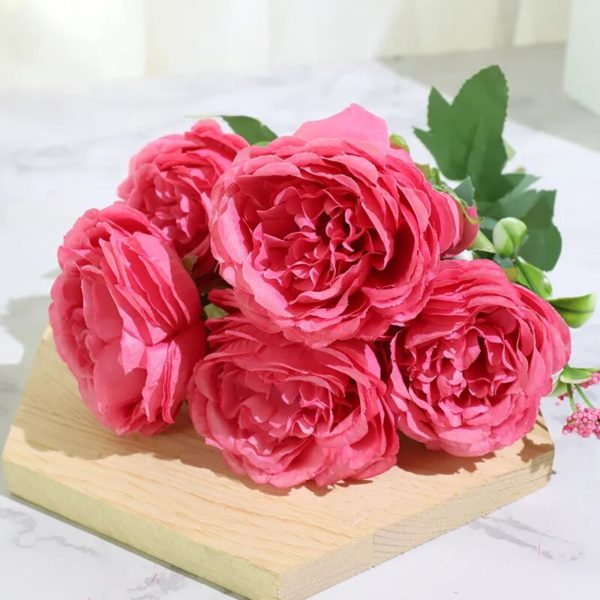 Bouquet de pivoines roses en soie - 5