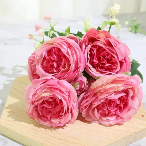 Bouquet de pivoines roses en soie - 10