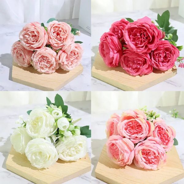 Bouquet de pivoines roses en soie - 6