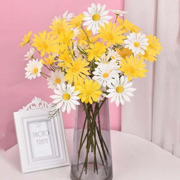 Bouquet long de marguerites artificielles blanches