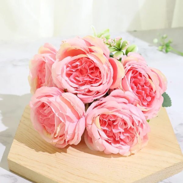 Bouquet de pivoines roses en soie - 9