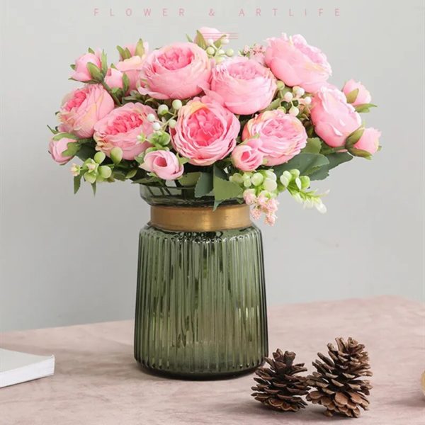 Bouquet de pivoines roses en soie