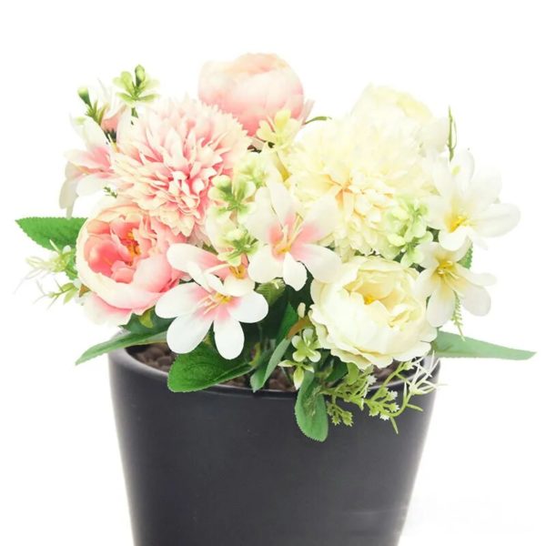 Bouquet de petites hortensias et pivoines artificielles - 6