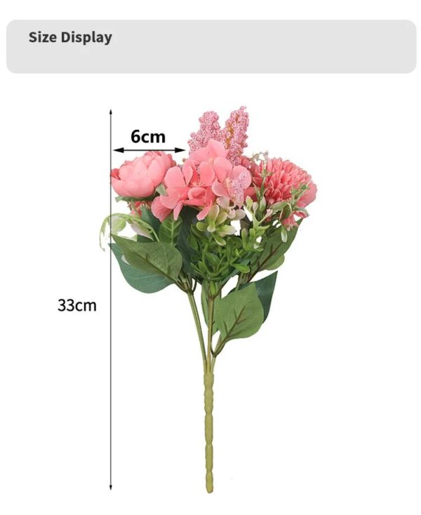 Bouquet de pivoines roses en soie - 9