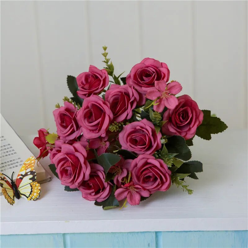 Bouquet de roses et pivoines 30cm