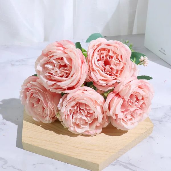 Bouquet de pivoines roses en soie - 8