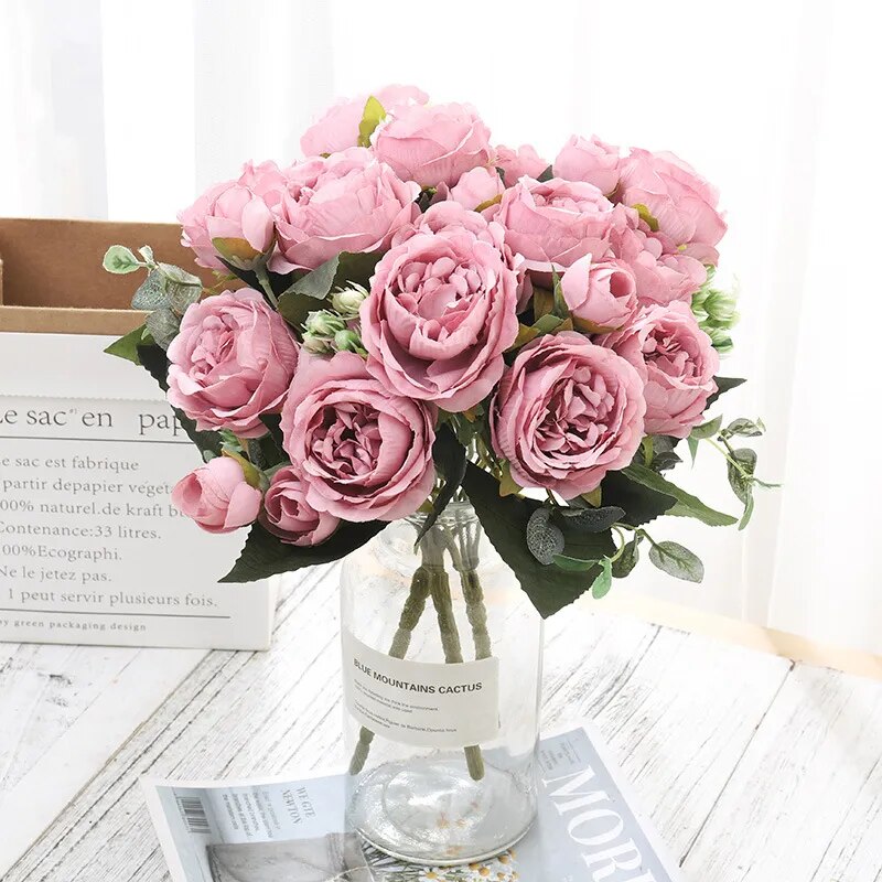 Bouquet de Pivoines Roses en Soie