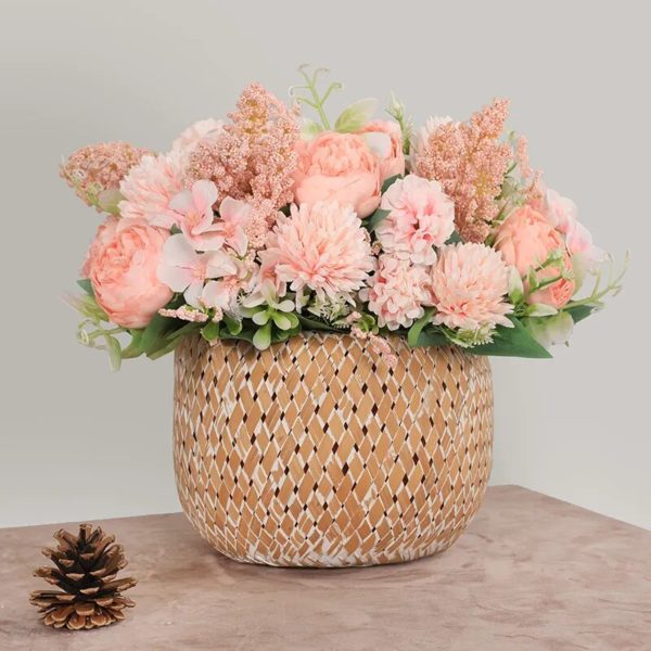 Bouquet de pivoines roses en soie - 7