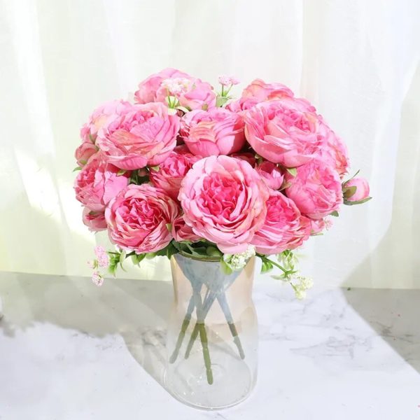 Bouquet de pivoines roses en soie - 2