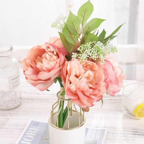 Bouquet de Pivoines Roses en Soie - 6