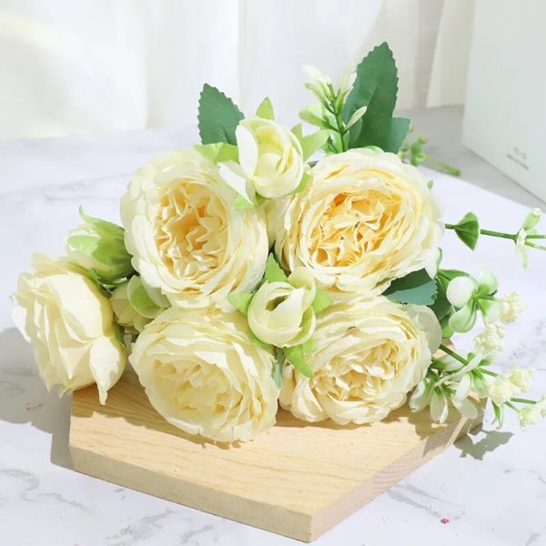 Bouquet de pivoines roses en soie - 1