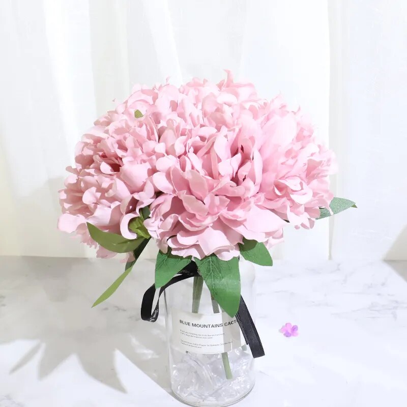 Ensemble de 5 Grandes Fleurs Artificielles Hydrangea