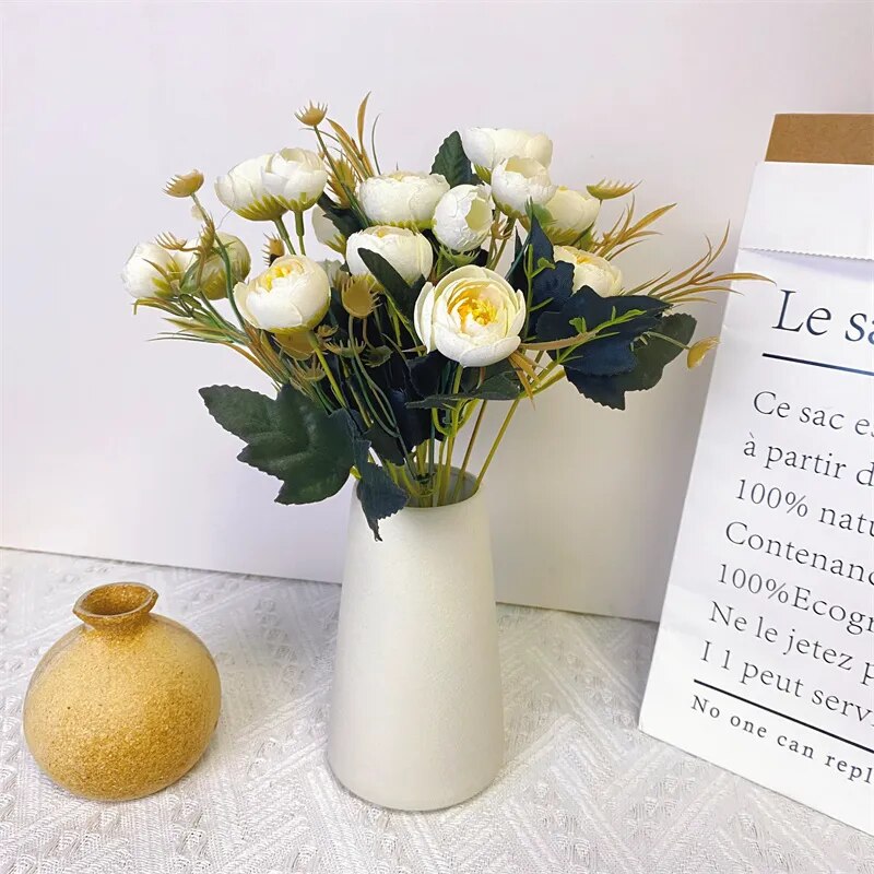 Bouquet de pivoines et camélias artificiels 9 têtes