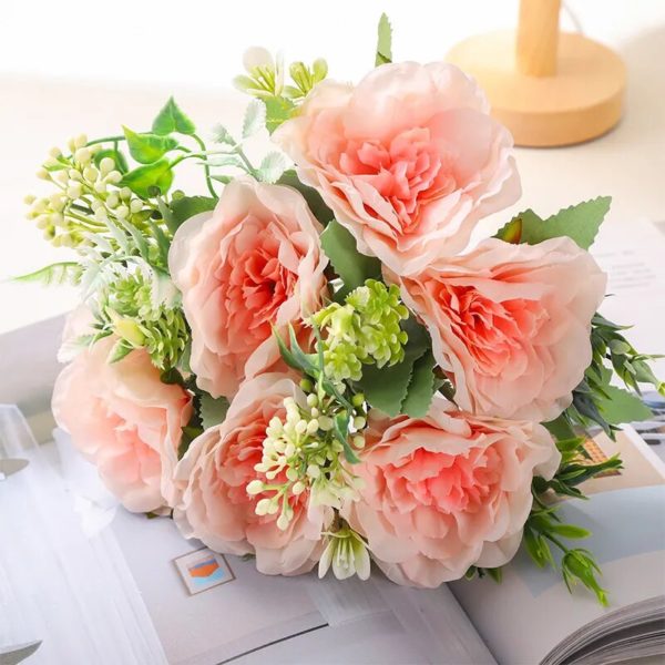 Bouquet de grandes roses et pivoines artificielles - 1