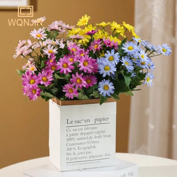 9 têtes de Marguerites colorées artificielles 35cm - 10