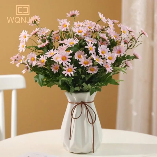 9 têtes de Marguerites colorées artificielles 35cm - 9