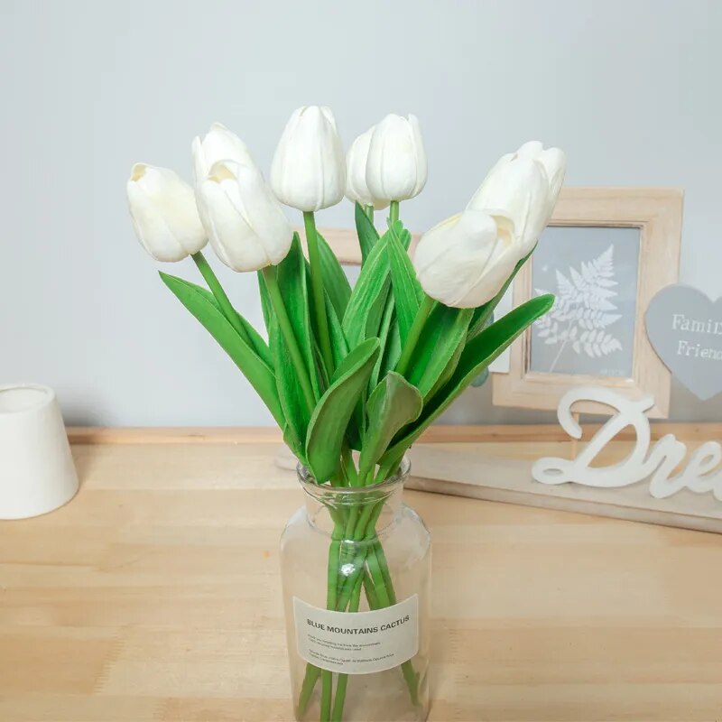 Bouquet de Tulipes Blanches Artificielles (10 pièces)