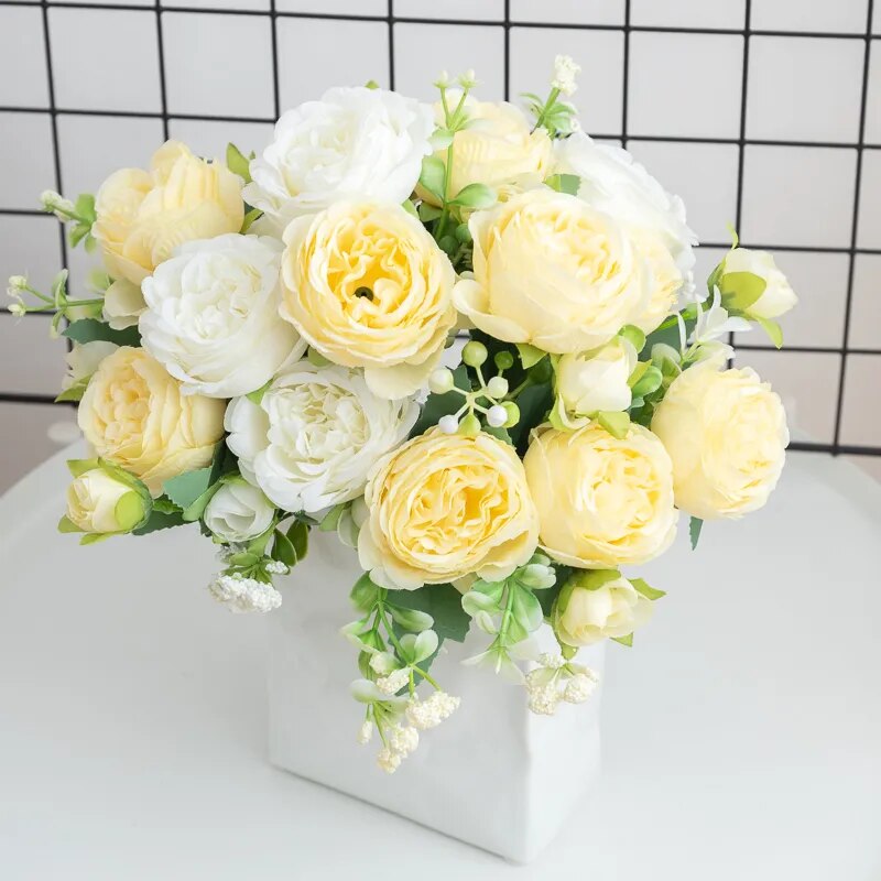 Bouquet de pivoines blanches artificielles