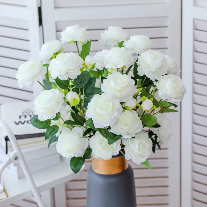 Bouquet de Roses et Gypsophile Artificiels