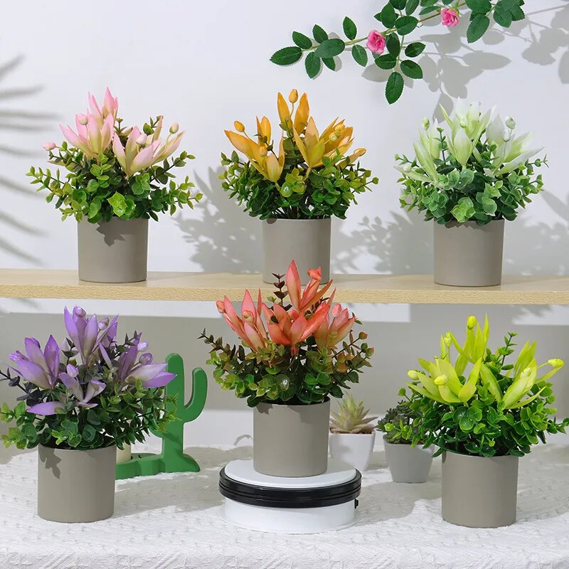 Bouquet de Plantes Artificielles en Pot