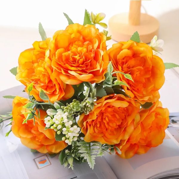 Bouquet de grandes roses et pivoines artificielles - 5