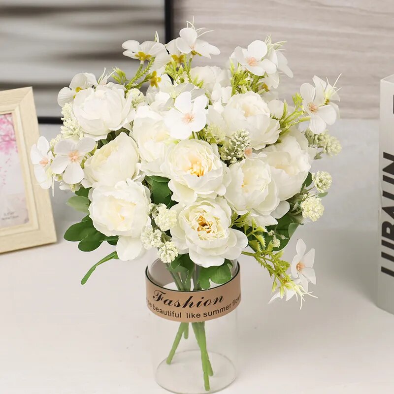 Bouquet Rétro de Roses et Hortensias Artificiels