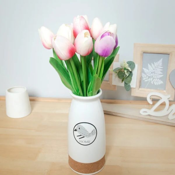 Bouquet de 10 Tulipes Artificielles Blanches