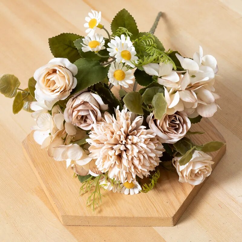 Bouquet de tournesol en soie blanche pour automne