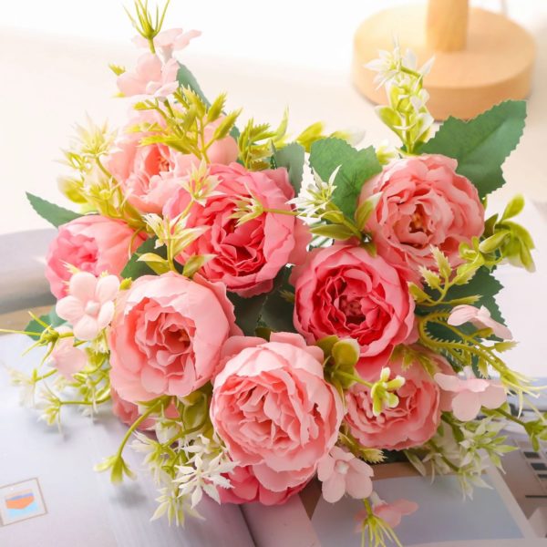 Bouquet vintage de roses et pivoines artificielles - 8