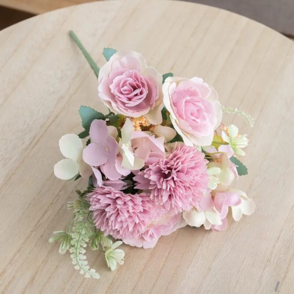 Bouquet romantique de roses et marguerites en soie