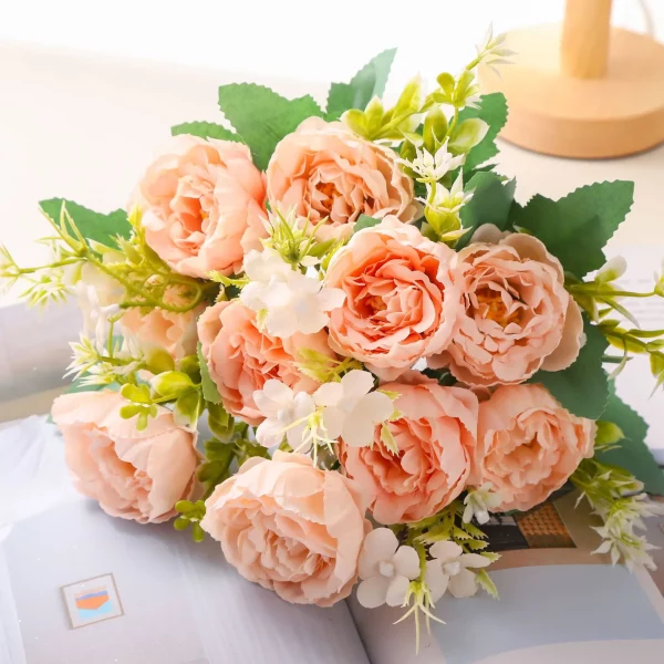 Bouquet vintage de roses et pivoines artificielles - 1