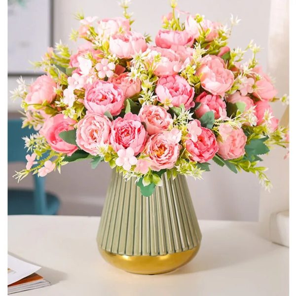 Bouquet vintage de roses et pivoines artificielles - 5