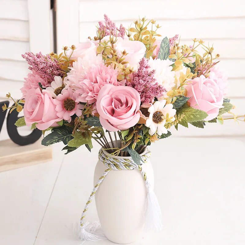 Bouquet de Marguerites en Soie d'Automne