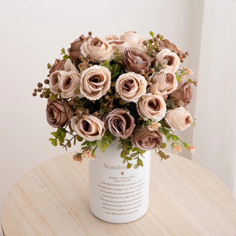 Bouquet de Roses Nuptiales en Soie